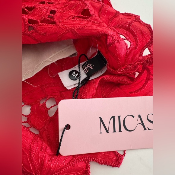 NWT | Micas | Bow Embroidery Cut Out Zipper Slit Slip Maxi Dress | Sz M - Picture 7 of 10